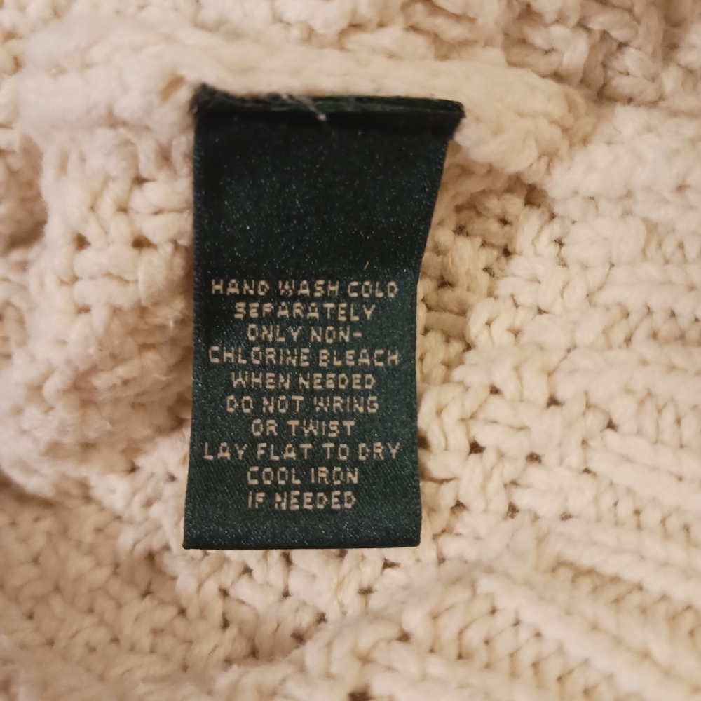Lauren Ralph Lauren Textured Crew Neck Knit Sweater Cream Size L - Picture 12 of 12